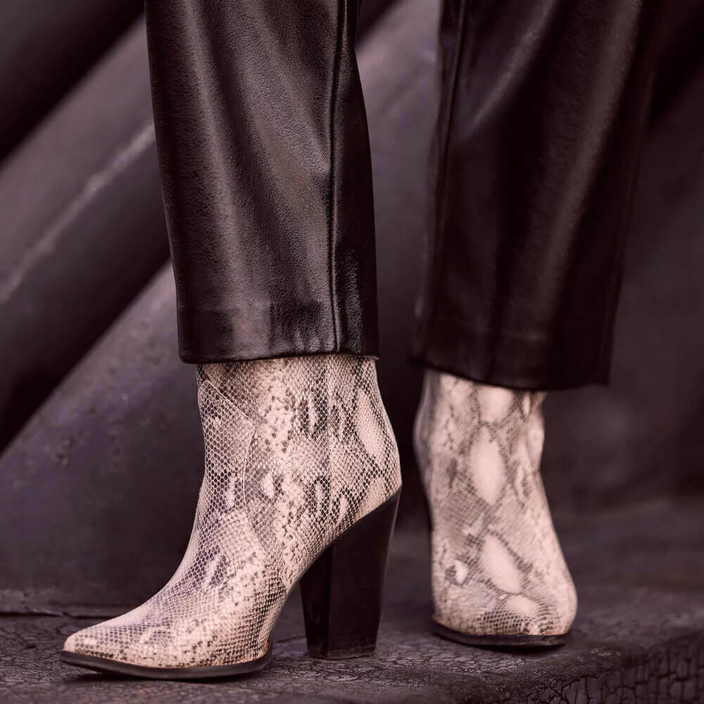 Snake print hot sale leather booties